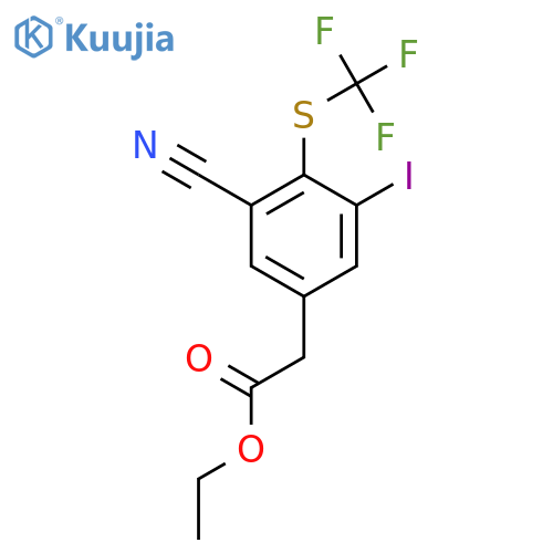 Ethyl 3-cyano-5-iodo-4-(trifluoromethylthio)phenylacetate structure