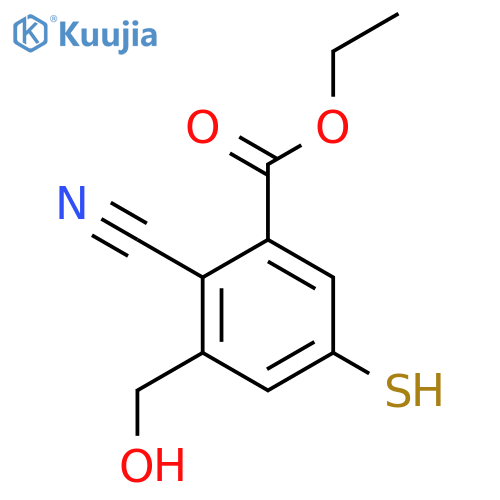 Ethyl 2-cyano-3-hydroxymethyl-5-mercaptobenzoate structure