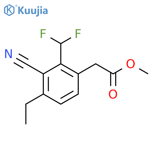 Methyl 3-cyano-2-difluoromethyl-4-ethylphenylacetate structure