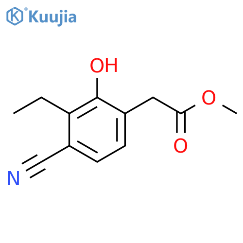Methyl 4-cyano-3-ethyl-2-hydroxyphenylacetate structure