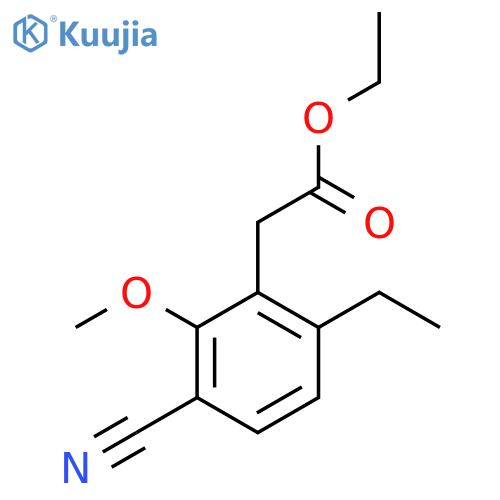 Ethyl 3-cyano-6-ethyl-2-methoxyphenylacetate structure