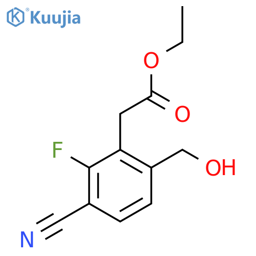 Ethyl 3-cyano-2-fluoro-6-(hydroxymethyl)phenylacetate structure