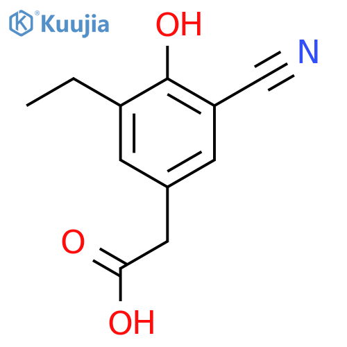 3-Cyano-5-ethyl-4-hydroxyphenylacetic acid structure