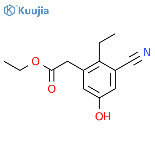 Ethyl 3-cyano-2-ethyl-5-hydroxyphenylacetate structure