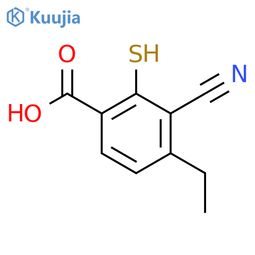 3-Cyano-4-ethyl-2-mercaptobenzoic acid structure