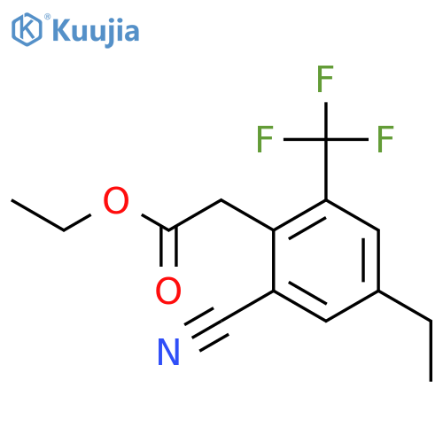 Ethyl 2-cyano-4-ethyl-6-(trifluoromethyl)phenylacetate structure
