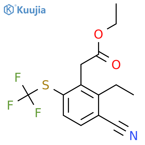 Ethyl 3-cyano-2-ethyl-6-(trifluoromethylthio)phenylacetate structure