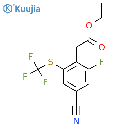 Ethyl 4-cyano-2-fluoro-6-(trifluoromethylthio)phenylacetate structure