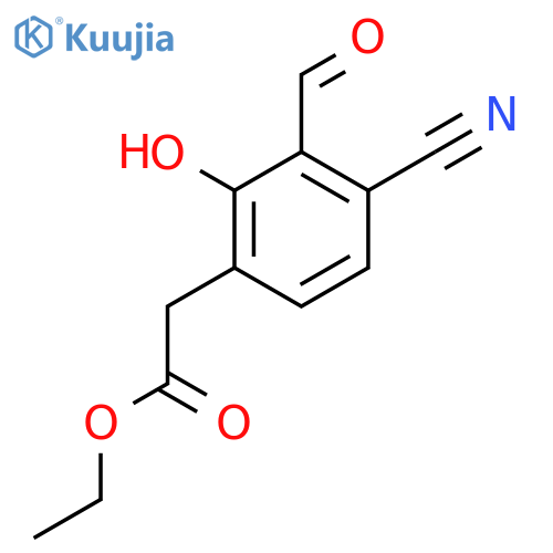 Ethyl 4-cyano-3-formyl-2-hydroxyphenylacetate structure