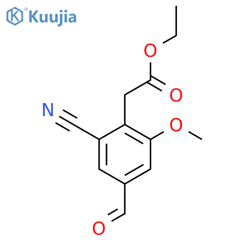 Ethyl 2-cyano-4-formyl-6-methoxyphenylacetate structure