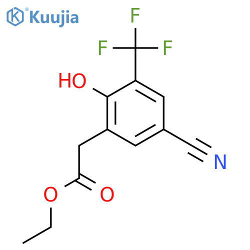 Ethyl 5-cyano-2-hydroxy-3-(trifluoromethyl)phenylacetate structure