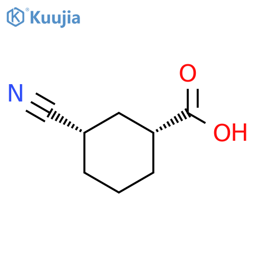 rac-(1R,3S)-3-cyanocyclohexane-1-carboxylic acid structure