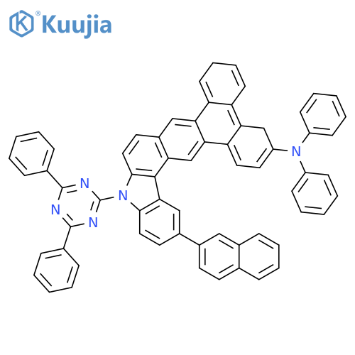 12H-Triphenyleno[2,3-c]carbazol-3-amine, 12-(4,6-diphenyl-1,3,5-triazin-2-yl)-15-(2-naphthalenyl)-N,N-diphenyl- structure