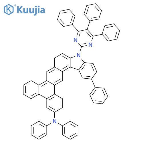 12H-Triphenyleno[2,3-c]carbazol-3-amine, N,N,15-triphenyl-12-(4,5,6-triphenyl-2-pyrimidinyl)- structure