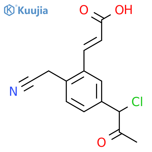 5-(1-Chloro-2-oxopropyl)-2-(cyanomethyl)cinnamic acid structure