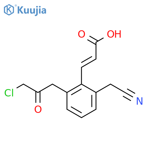 2-(3-Chloro-2-oxopropyl)-6-(cyanomethyl)cinnamic acid structure
