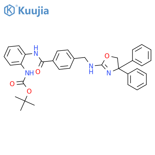 Carbamic acid, N-[2-[[4-[[(4,5-dihydro-4,4-diphenyl-2-oxazolyl)amino]methyl]benzoyl]amino]phenyl]-, 1,1-dimethylethyl ester structure