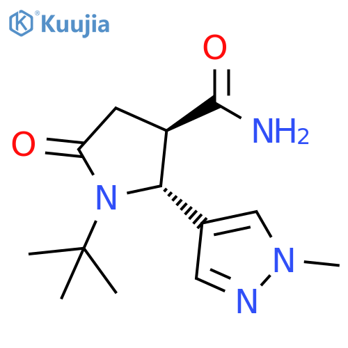 rac-(2R,3R)-1-tert-butyl-2-(1-methyl-1H-pyrazol-4-yl)-5-oxopyrrolidine-3-carboxamide, trans structure