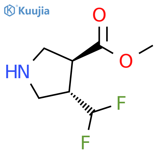3-Pyrrolidinecarboxylic acid, 4-(difluoromethyl)-, methyl ester, (3S,4S)- structure
