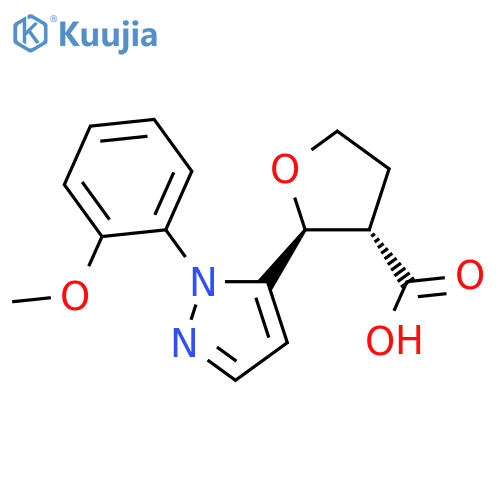 3-Furancarboxylic acid, tetrahydro-2-[1-(2-methoxyphenyl)-1H-pyrazol-5-yl]-, (2S,3S)- structure