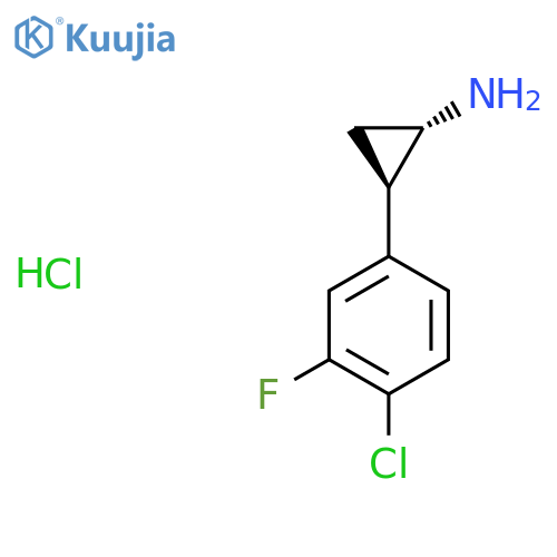 trans-2-(4-chloro-3-fluoro-phenyl)cyclopropanamine;hydrochloride structure