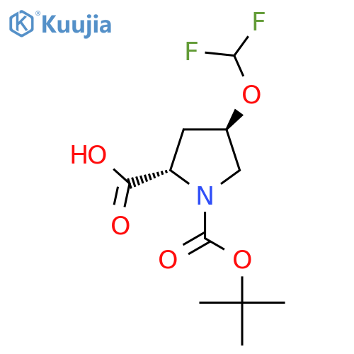 (2S,4R)-1-[(tert-butoxy)carbonyl]-4-(difluoromethoxy)pyrrolidine-2-carboxylic acid structure