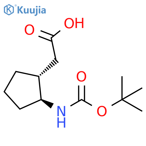 Cyclopentaneacetic acid, 2-[[(1,1-dimethylethoxy)carbonyl]amino]-, (1R,2S)-rel- structure