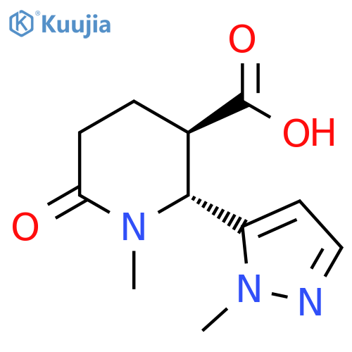 3-Piperidinecarboxylic acid, 1-methyl-2-(1-methyl-1H-pyrazol-5-yl)-6-oxo-, (2R,3R)-rel- structure