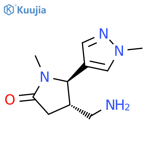 2-Pyrrolidinone, 4-(aminomethyl)-1-methyl-5-(1-methyl-1H-pyrazol-4-yl)-, (4S,5R)- structure