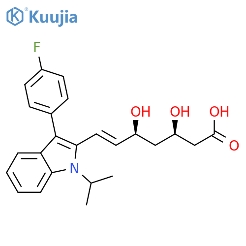 <br>(3R,5S,6E)-7-[3-(4-fluorophenyl)-1-(propan-2-yl)-1H-indol-2-yl]-3,5-dihydro xyhept-6-enoic acid structure