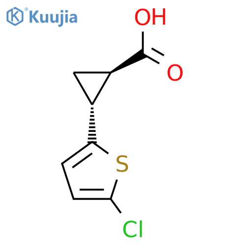 (1R,2R)-2-(5-chlorothiophen-2-yl)cyclopropane-1-carboxylic acid structure