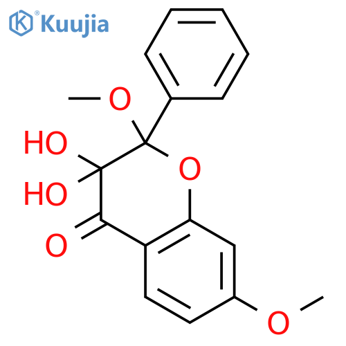 4H-1-Benzopyran-4-one,2,3-dihydro-3,3-dihydroxy-2,7-dimethoxy-2-phenyl- structure