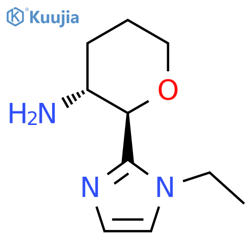 rac-(2R,3R)-2-(1-ethyl-1H-imidazol-2-yl)oxan-3-amine structure