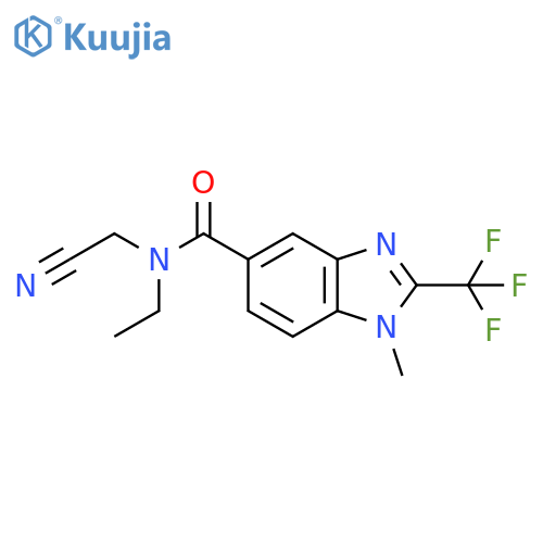 N-(cyanomethyl)-N-ethyl-1-methyl-2-(trifluoromethyl)-1H-1,3-benzodiazole-5-carboxamide structure