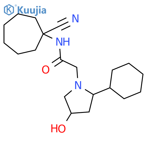 N-(1-cyanocycloheptyl)-2-(2-cyclohexyl-4-hydroxypyrrolidin-1-yl)acetamide structure