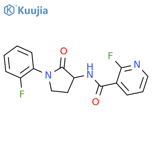 2-fluoro-N-[1-(2-fluorophenyl)-2-oxopyrrolidin-3-yl]pyridine-3-carboxamide structure