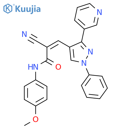 (Z)-2-Cyano-N-(4-methoxyphenyl)-3-(1-phenyl-3-pyridin-3-ylpyrazol-4-yl)prop-2-enamide structure
