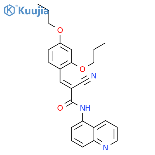 2-cyano-3-(2,4-dipropoxyphenyl)-N-(quinolin-5-yl)prop-2-enamide structure