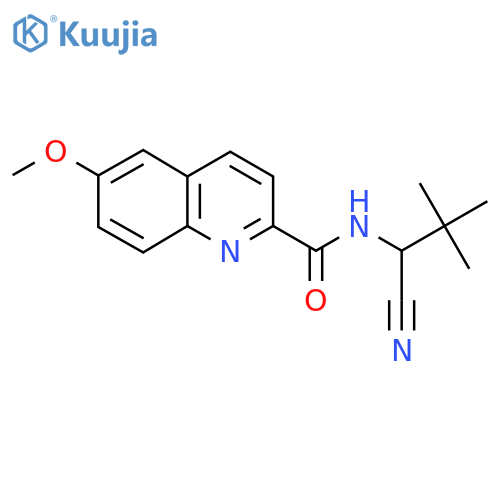 N-(1-cyano-2,2-dimethylpropyl)-6-methoxyquinoline-2-carboxamide structure