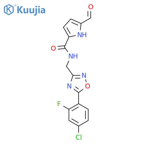 N-{[5-(4-chloro-2-fluorophenyl)-1,2,4-oxadiazol-3-yl]methyl}-5-formyl-1H-pyrrole-2-carboxamide structure