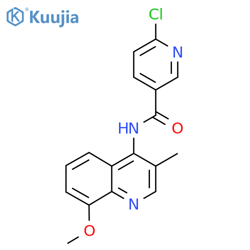 6-chloro-N-(8-methoxy-3-methylquinolin-4-yl)pyridine-3-carboxamide structure