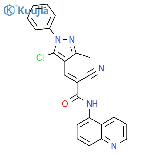 3-(5-chloro-3-methyl-1-phenyl-1H-pyrazol-4-yl)-2-cyano-N-(quinolin-5-yl)prop-2-enamide structure