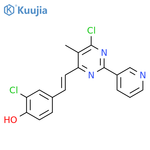 2-Chloro-4-[(E)-2-(6-chloro-5-methyl-2-pyridin-3-ylpyrimidin-4-yl)ethenyl]phenol structure
