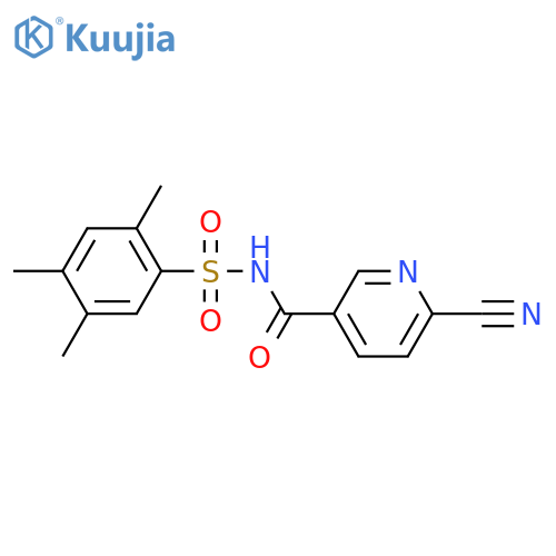 6-cyano-N-(2,4,5-trimethylbenzenesulfonyl)pyridine-3-carboxamide structure