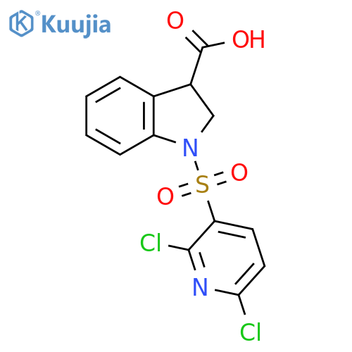 1-[(2,6-Dichloro-3-pyridinyl)sulfonyl]-2,3-dihydro-1H-indole-3-carboxylic acid structure