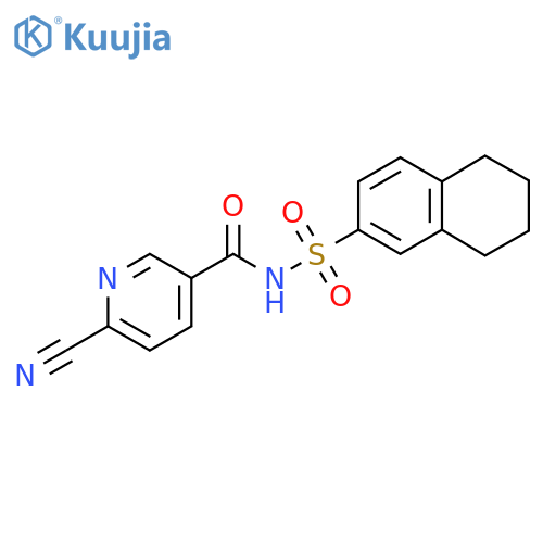 6-cyano-N-(5,6,7,8-tetrahydronaphthalene-2-sulfonyl)pyridine-3-carboxamide structure