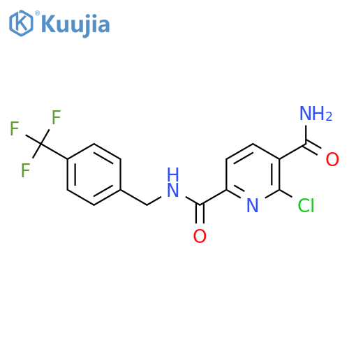 6-chloro-N2-{[4-(trifluoromethyl)phenyl]methyl}pyridine-2,5-dicarboxamide structure