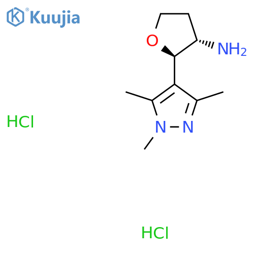 (2R,3S)-2-(1,3,5-trimethylpyrazol-4-yl)tetrahydrofuran-3-amine;dihydrochloride structure