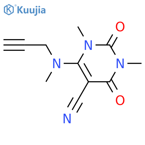 1,3-Dimethyl-6-[methyl(prop-2-yn-1-yl)amino]-2,4-dioxo-1,2,3,4-tetrahydropyrimidine-5-carbonitrile structure