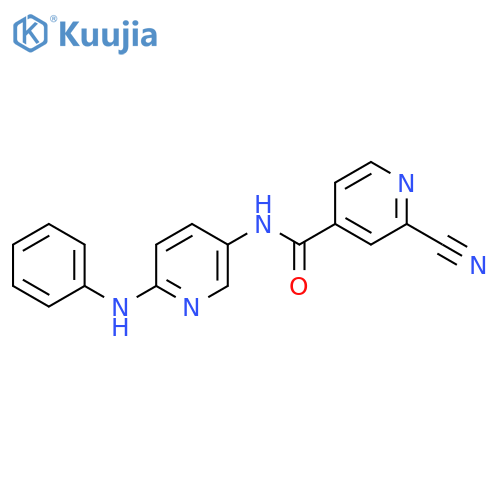2-cyano-N-[6-(phenylamino)pyridin-3-yl]pyridine-4-carboxamide structure